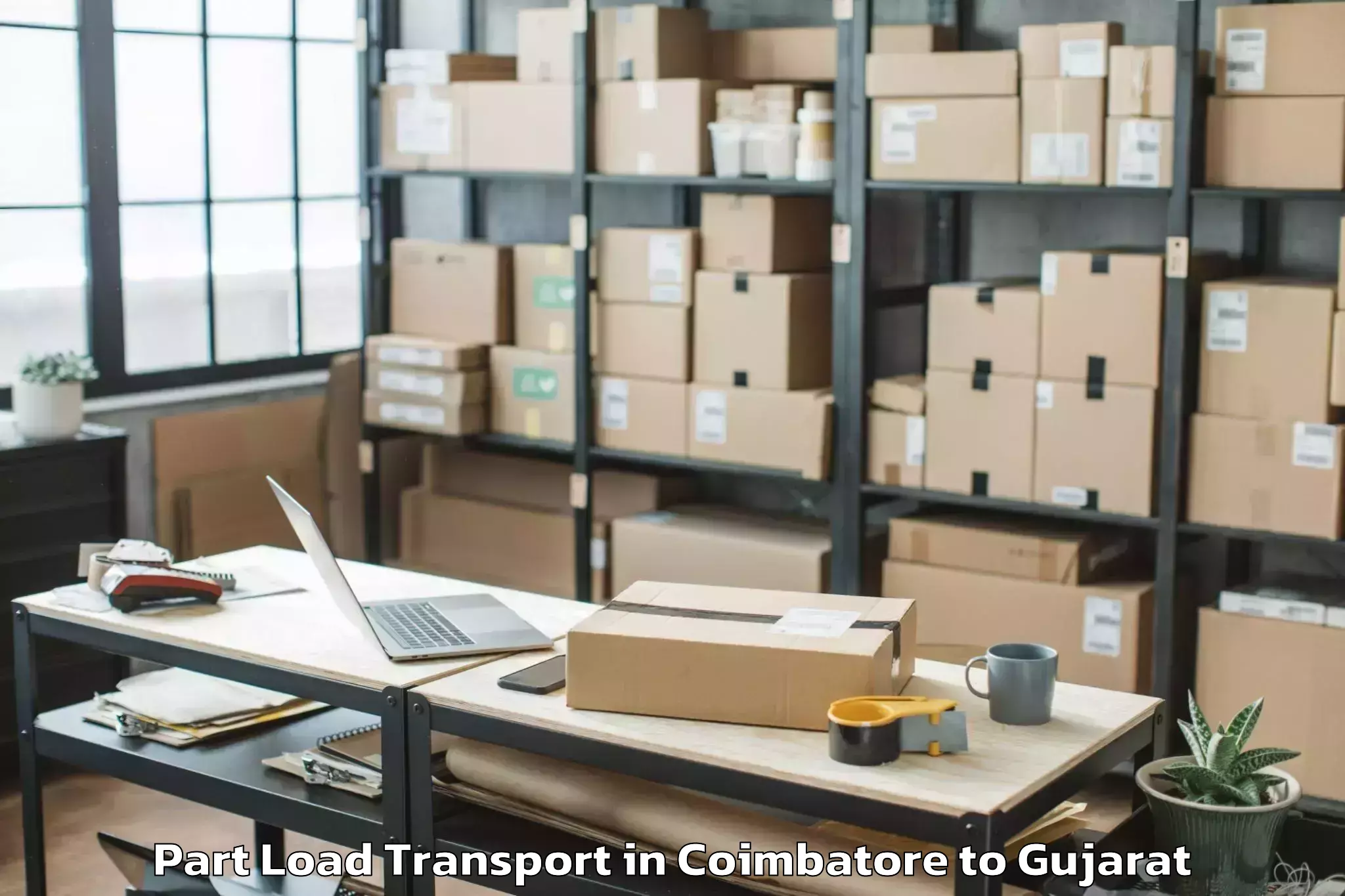 Book Coimbatore to Kamrej Part Load Transport